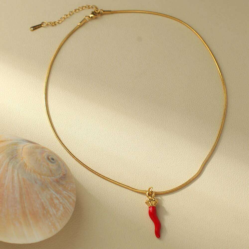 Summer Women's Stainless Steel Pendant Necklace Golden Chain Strawberry Watermelon Cherry Pendants Women Jewelry Sets Gift Trend