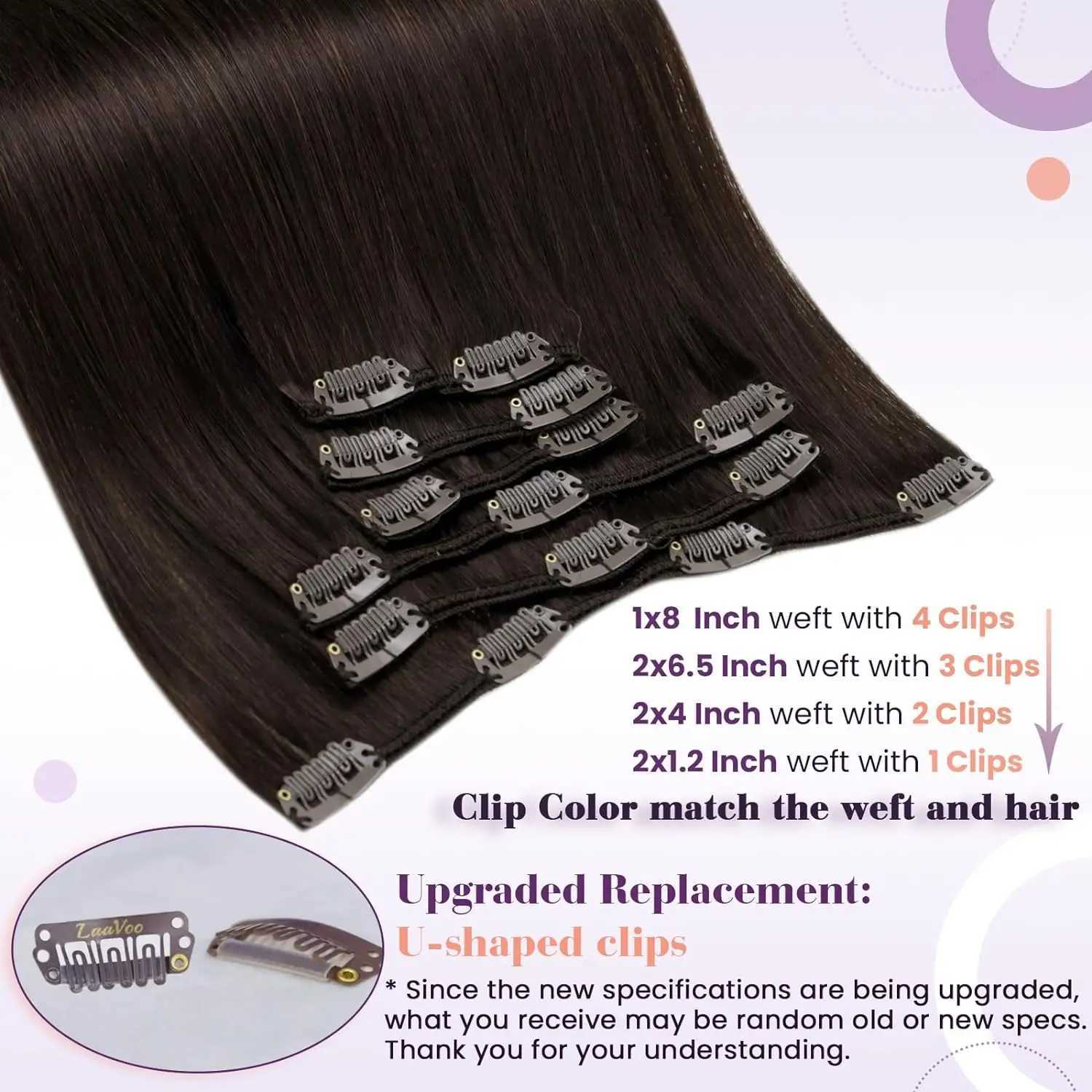 LaVoo Human Hair Clip in Remy Hair Extensions 10-24inch Black Hair 100% Real Natural Straight Brazilian Hair Extensions Clip on S25526