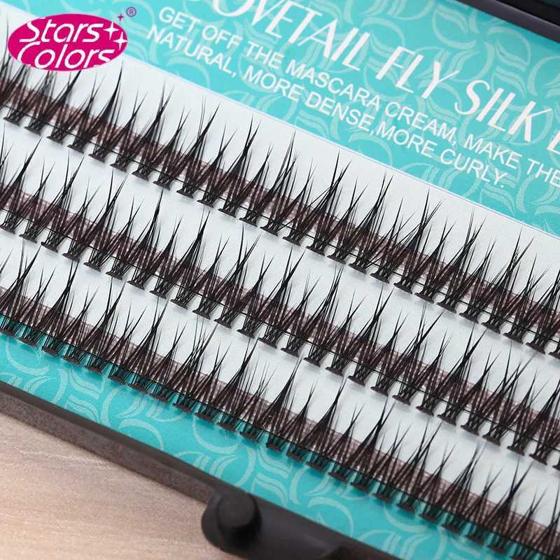 120 Bundles/Box Natural Fan Eyelashes High Quality Fish Tail Silk False Eye Lashes C Curl Dovetail Fly Eyelash Extension Makeup z250526ZEF8