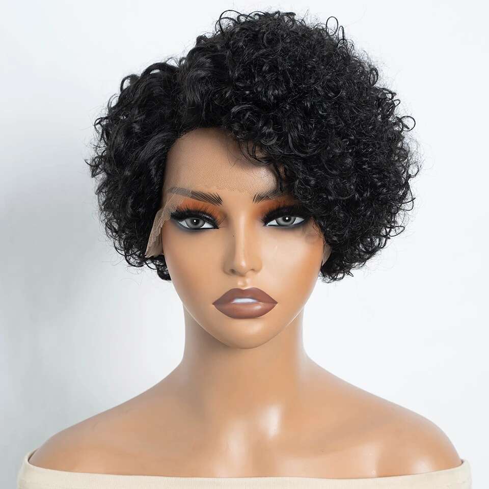 Short Bob Pixie Cut Curly Human Hair Wigs For Women 13x6x2 Front Transparent Deep Wave Lace Wig Preplucked Hairline