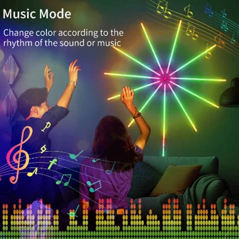 2024 NEW Full Color Christmas Fireworks Light RGB Neon String Light Festoon LED Garland Outdoor Garden W250526