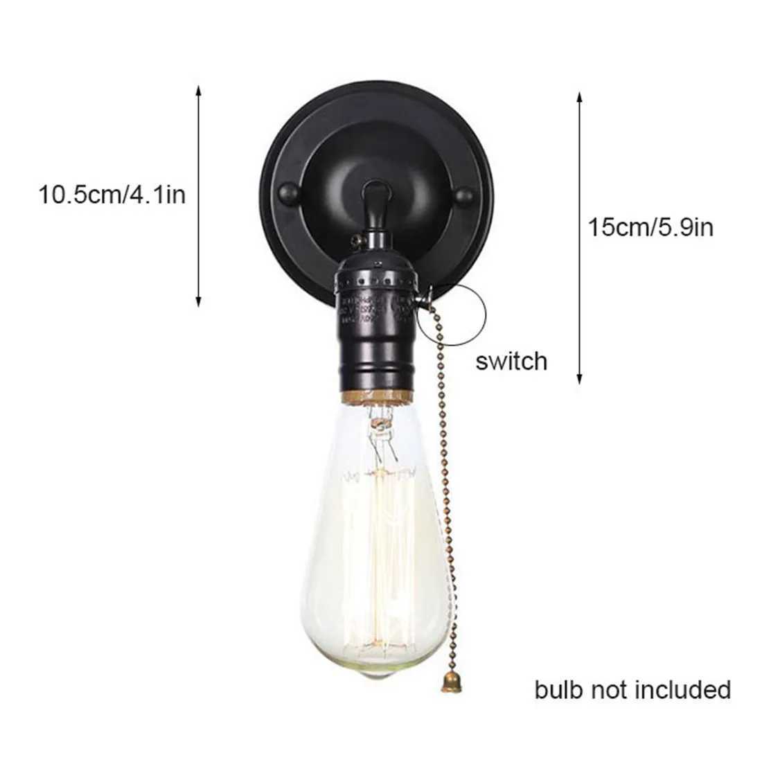 Pull Chain Switch Scones LED Wall Lights Chrome Loft Style Retro Vintage Iron Bedroom Wall Lamp Bedside Lamp Stair Wall LampXJ250526