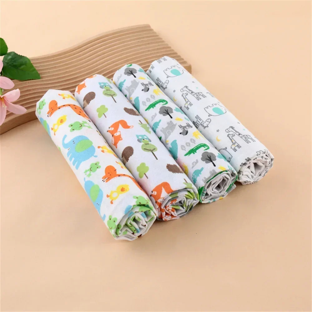 4pcset Cotton Baby Swaddle Blankets Flannel Receiving Blanket for born Muslin Swaddling Cloth Bedding Babies Accessories 250517z