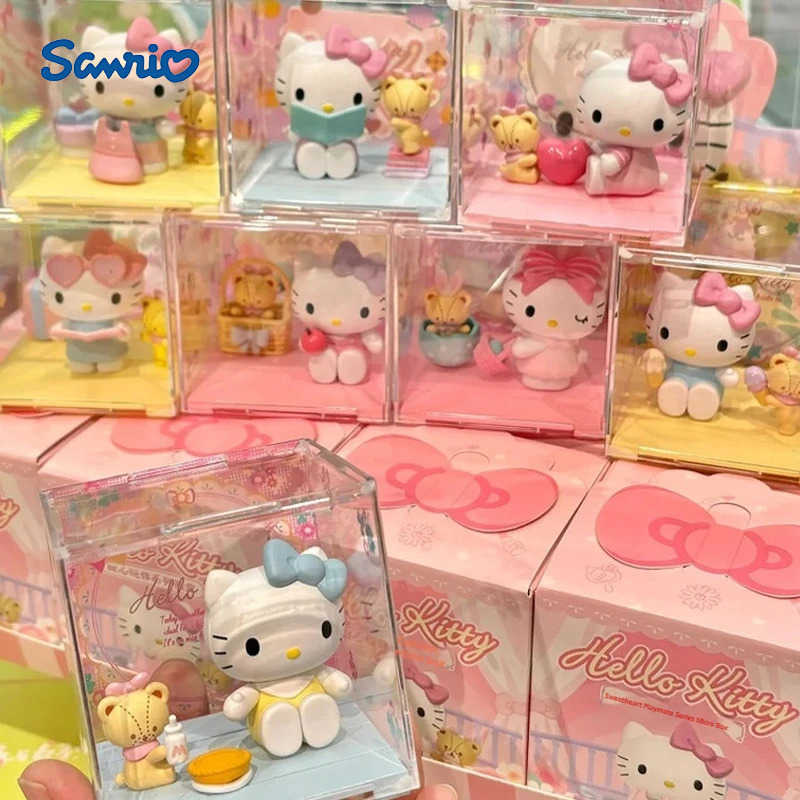 Sanrio Kitty Sweetheart Playmate Series Blind Box Lovely Kitty Cat Collectible Handcrafted Mystery Box Action Figure Ornaments Toy Gift X2505266