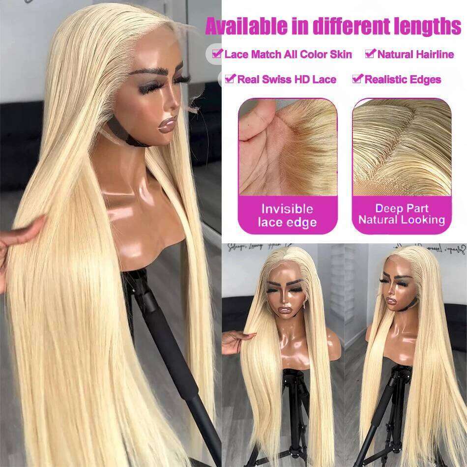 Pretty Diary 30 38 Inch HD 613 Bone Straight 13x6 Lace Front Human Hair Wig Color 250% 13x4 Honey Blonde Frontal Wigs For Women