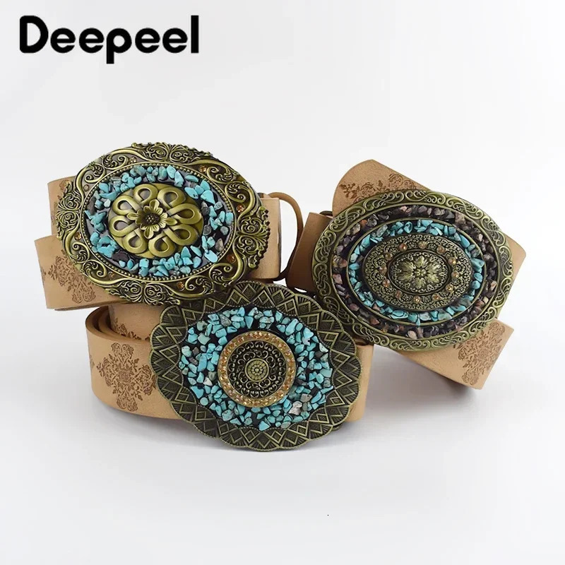 1Pc Deepeel 3.5*100/115cm Fashion Corset Wide Female Belt Alloy Smooth Buckle Belts with Stones Buckles Decorative Waistband 250520