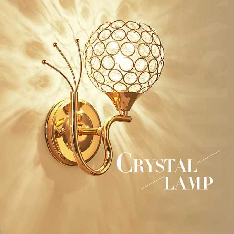 Luxury Crystal Wall Lamp Nordic E27 Bedside Lights for Corridor Aisle Balcony Staircase Cloakroom Bedroom Home Indoor LightingXJ250526