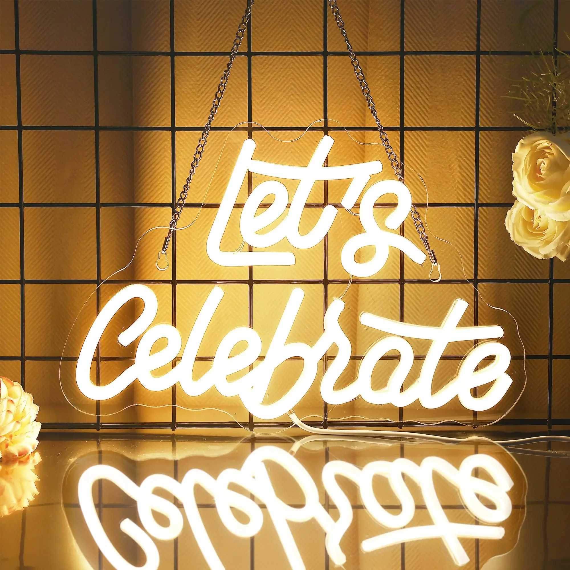 LED Neon Sign Lets Celebrate USB-powered Congrats Grad Neon Light Sign for Wedding Bedroom Wall Room Decoration Neon Sign Lights W250526