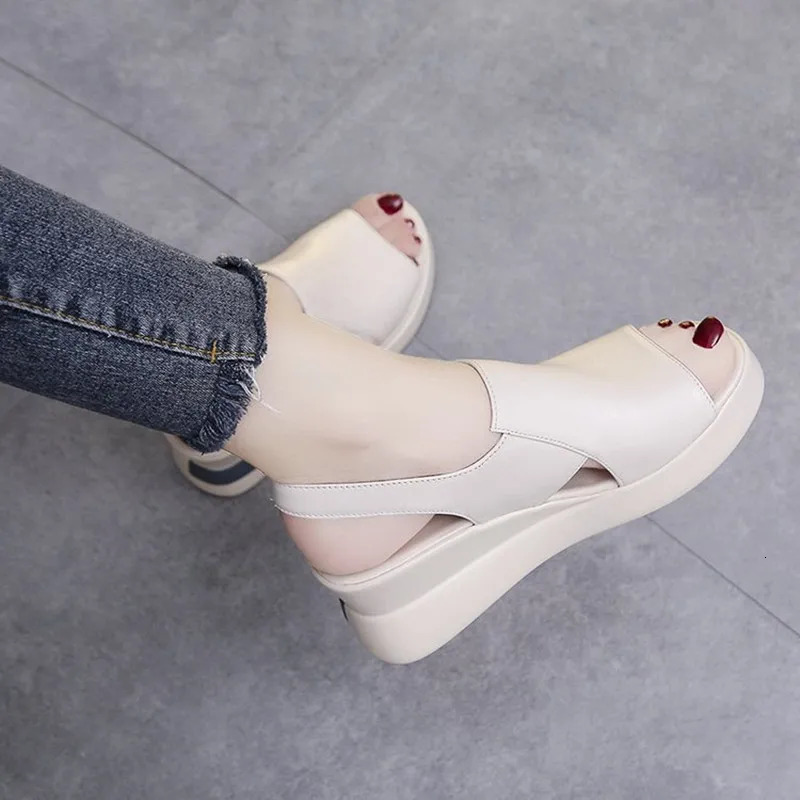 Summer Wedge Heel Platform Sandals Fashion Retro Rome Beach Shoes Ladies Casual Peep Toe Soft Comfortable The Woman 250526