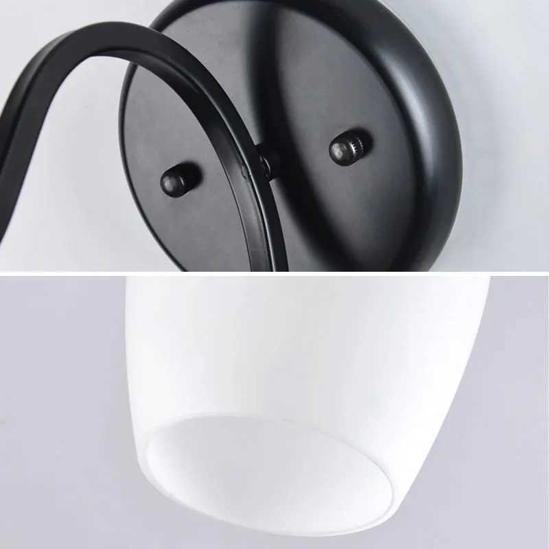 Nordic LED Wall Light with Frosted Glass Shade Retro Sconce for Bedroom Living Room Corridor E27 Home Decoration Lighting FixtureXJ250526