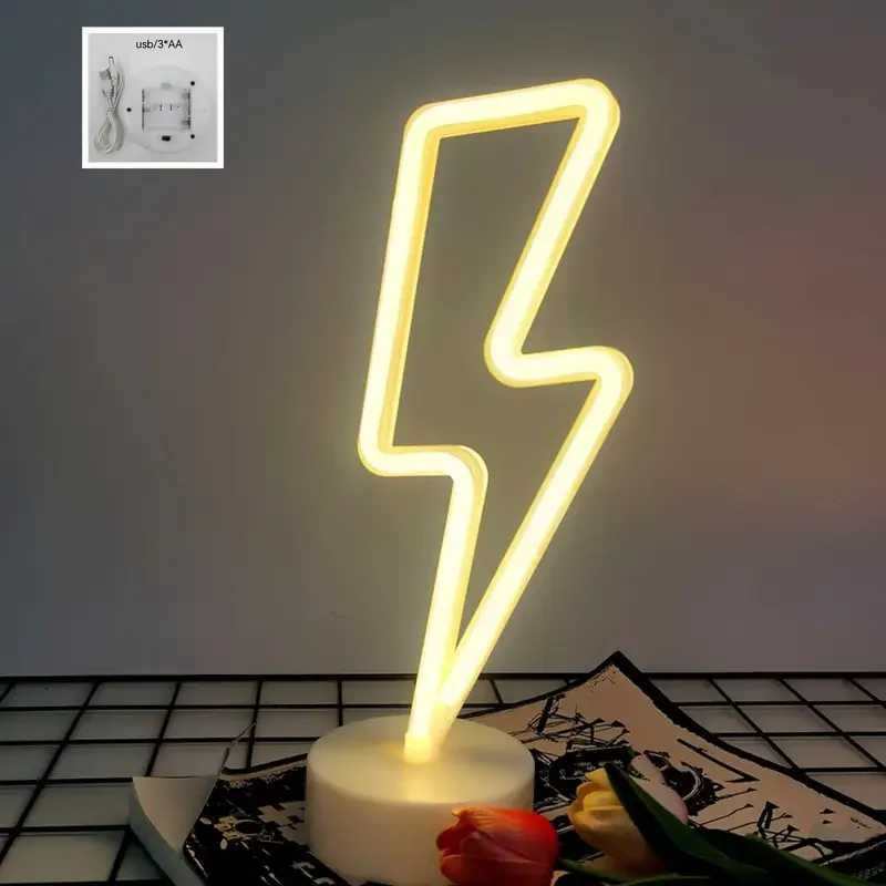 Lightning Bolt LED Neon Sign - USB/Battery Dual Power Neon Light with Switch Control - Decorative Tabletop Lamp for Bedroom W250526