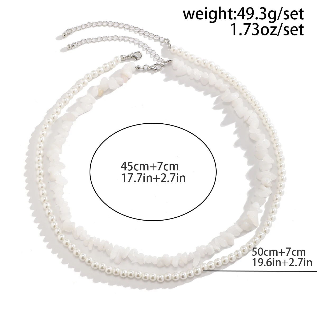 KunJoe 2pcs/set Pearl Beads Choker Necklace for Men Women Boho Geometric Irregular Stone Clavicle Chain Jewelry 250522