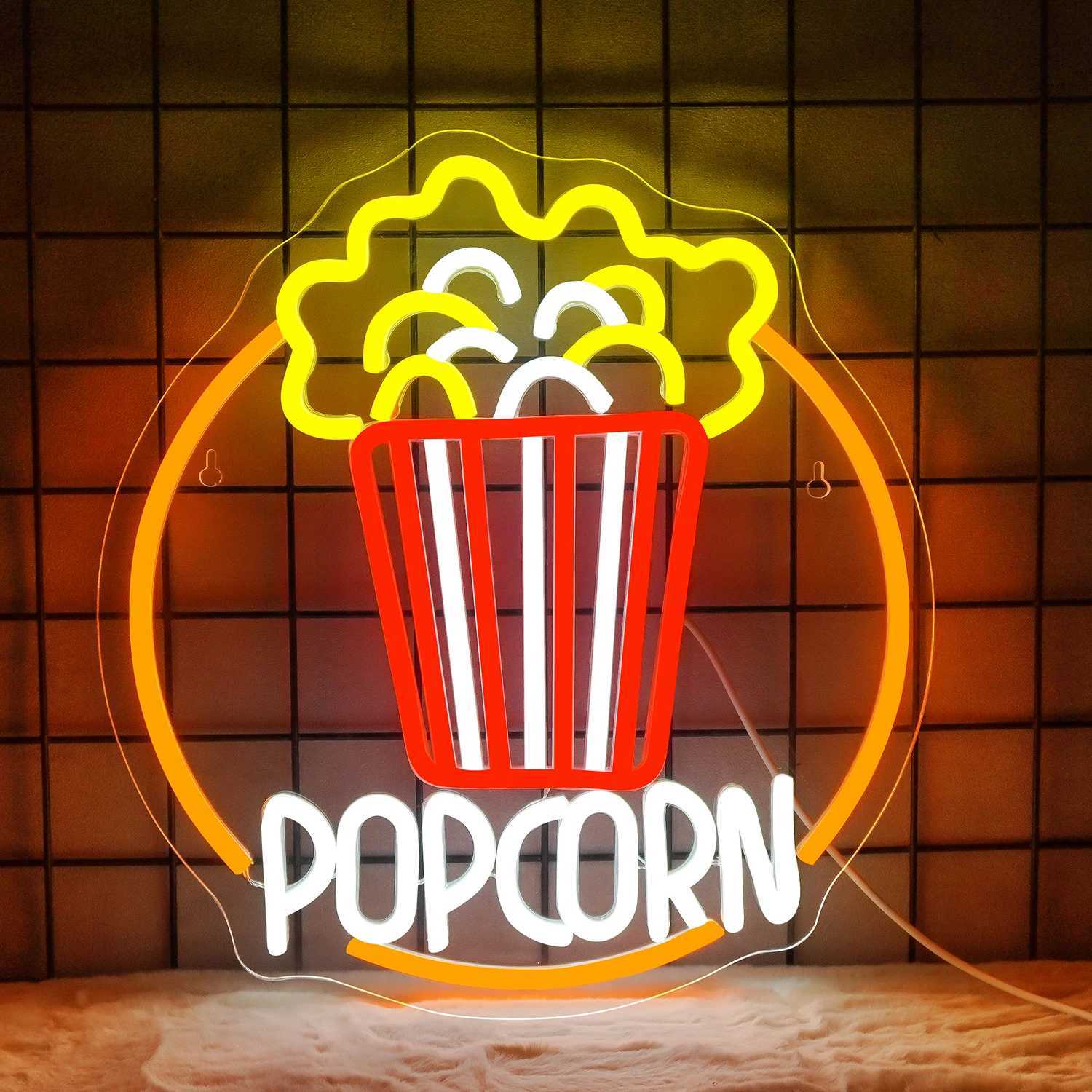 Popcorn Neon Sign for Wall Decor Neon Light Sign Popcorn Cinema LED Dimmable Neon Light for Movie Cinema Room Party Man Cave W250526