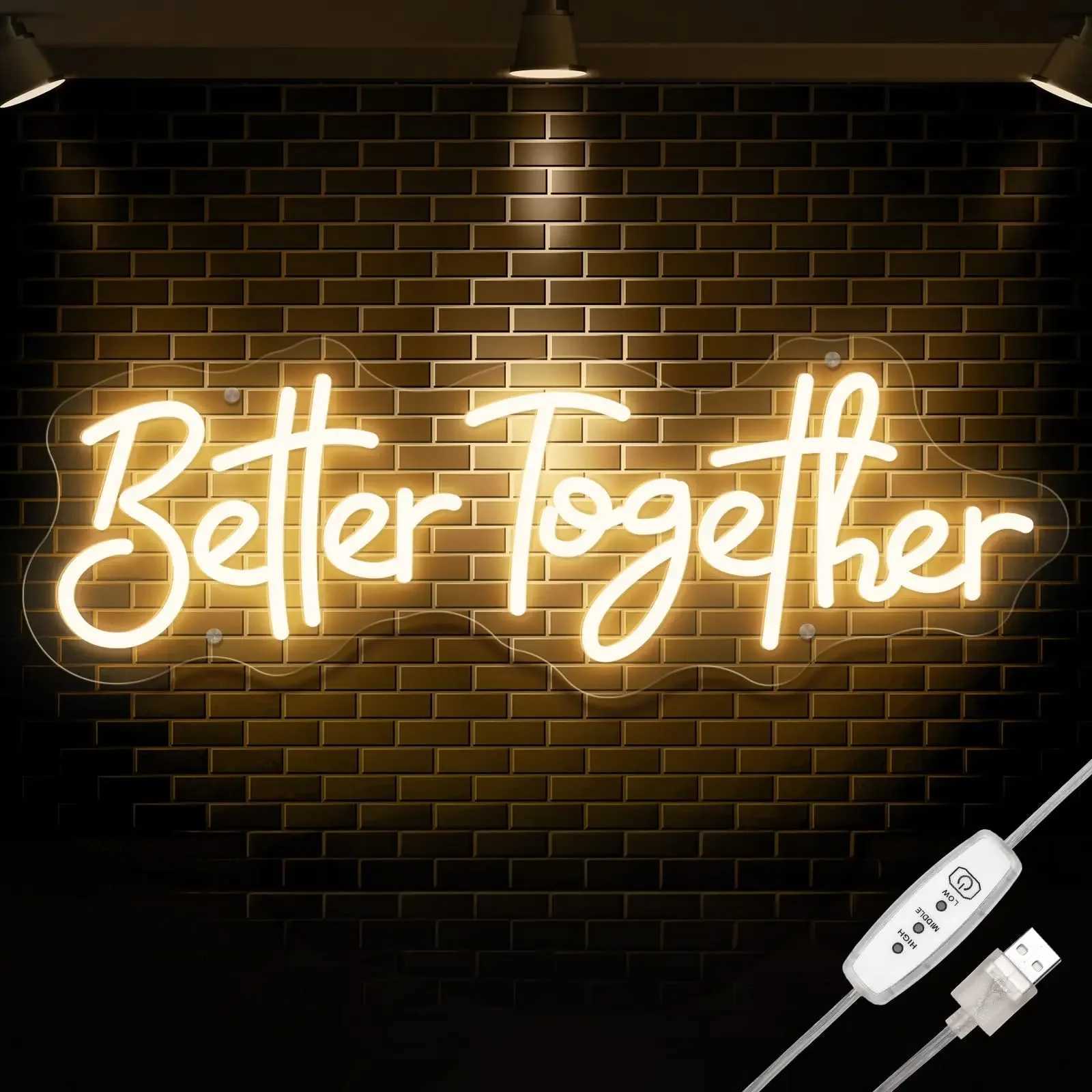 Better Together Neon Sign LED Light with Adjustable Brightness Perfect Wedding Decor Anniversary Mr Mrs Party Decoration USB 5V W250526