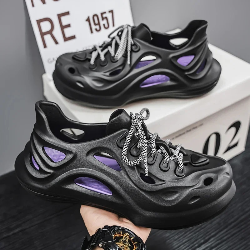 Softsole Outdoor Garden Shoes Waterproof Fashion Hole Driving Slippers Mens Breathable Casual Lace Up Sandals Summer 250523BJ - view 4