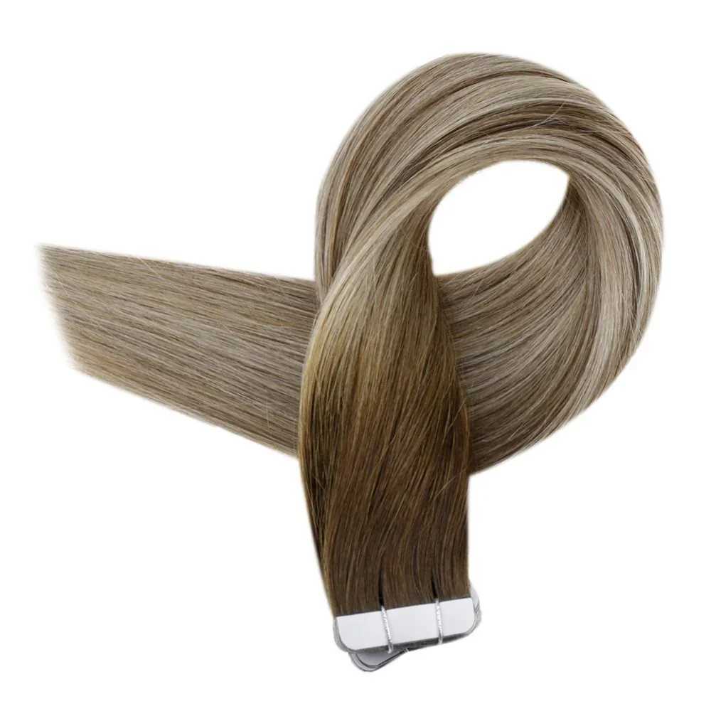 Download Remy Tape in Hair Extensions 100% Real Human Hair Straight Natural 12-24inch 20pcs 40pcs Double Sided PU Skin Weft Hair S25526