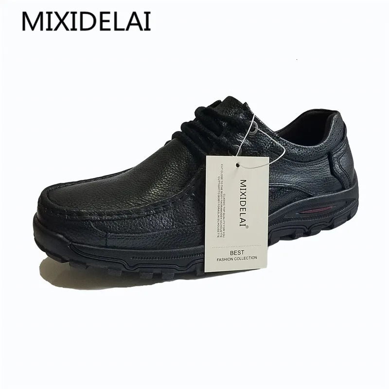MIXIDELAI Men Shoes Handmade High Quality Genuine Leather Slip On Comfort Business Man Casual Big Size 47 48 250526