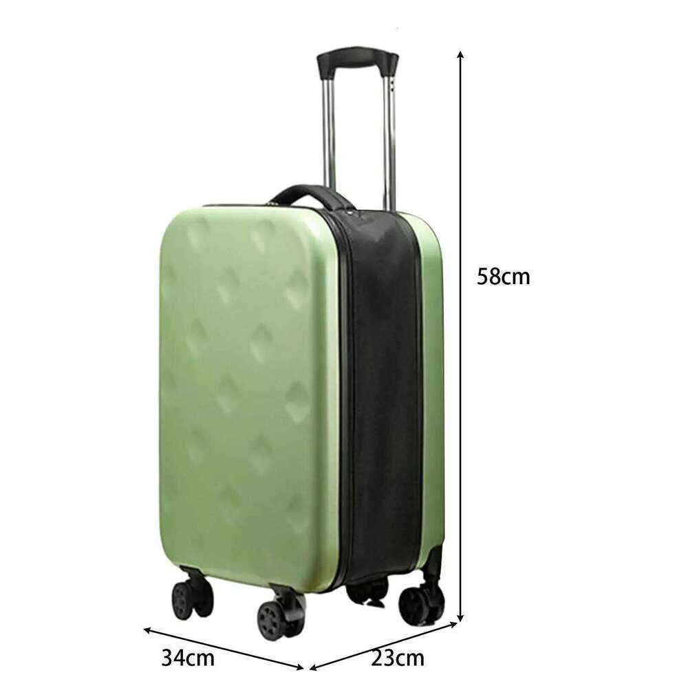 Collapsible Carry on Lage Scratch, Water & Impact Resistant Hard Shell Green Travel Suitcase Folding Trolley Case
