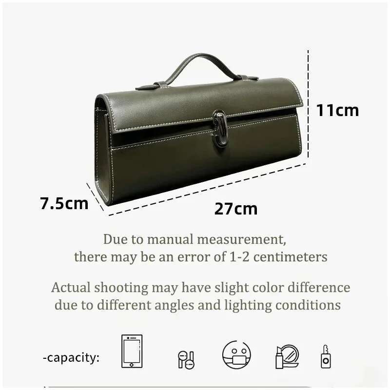 Brand Genuine Leather Women s Handbags Cowhide Small Square High Quality Savette Baguette Bag bag