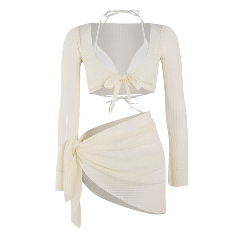 Sexy Fashion Trend Free Shipping 2025 New Designer Bikini Women's Four Piece Set High-end White Sexy Split Style Vacation Hot Spring Swimsuit