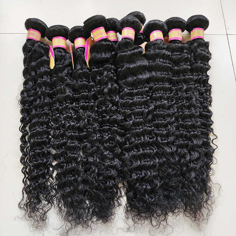 8A Indian Hair Human Hair Curtains 1B Color Hair Bundles Deepwave Human Hair Bundles S25526