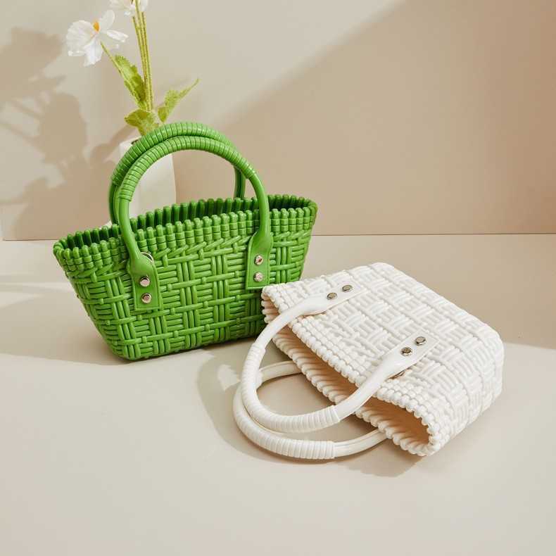 Pvc Jelly Bag Fashion and Versatile Woven Vegetable Basket Durable and Easy to Wash Summer Womens Handbag