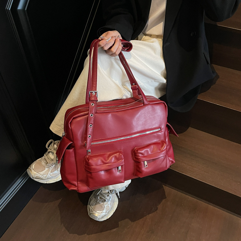 Designer Bag Fashionable Motorcycle Style Women's Handbag Multi Pocket Mailman Bag New Casual Shoulder Bag Large Capacity Tote Bag Free Shipping