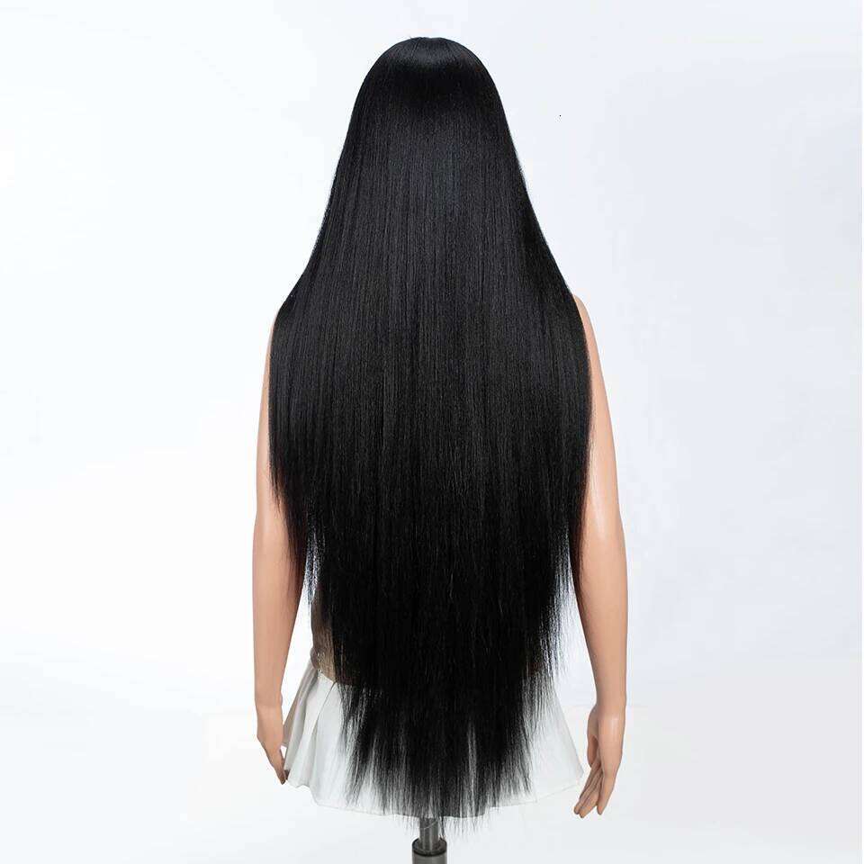 Synthetic Front For Women 36 Inch Deep Part Long Yaki Straight Ombre Brown Ginger Cosplay Lace Wigs