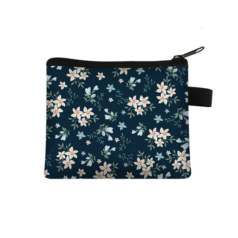 New floral petal mini wallet for women, portable key storage, coin exchange card, small square bag, designer men's key bag