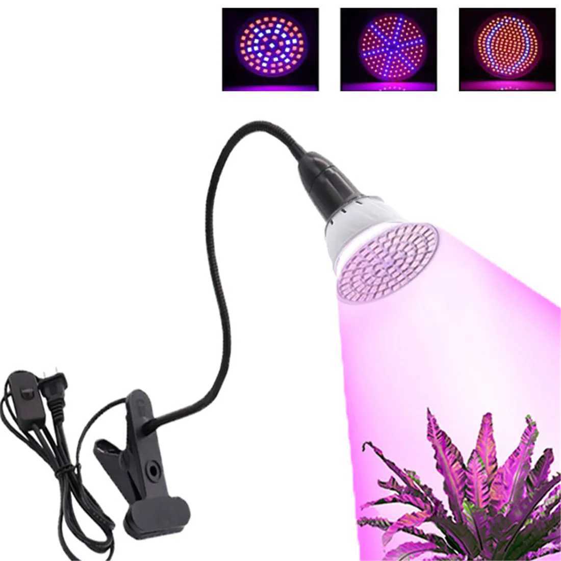Black Clip Plant Growing Lamp Full Spectrum Gooseneck Grow Lamp with 1-Head 2-Head Clip-on Lamp for Seedlings Succulents ReadingXJ250526