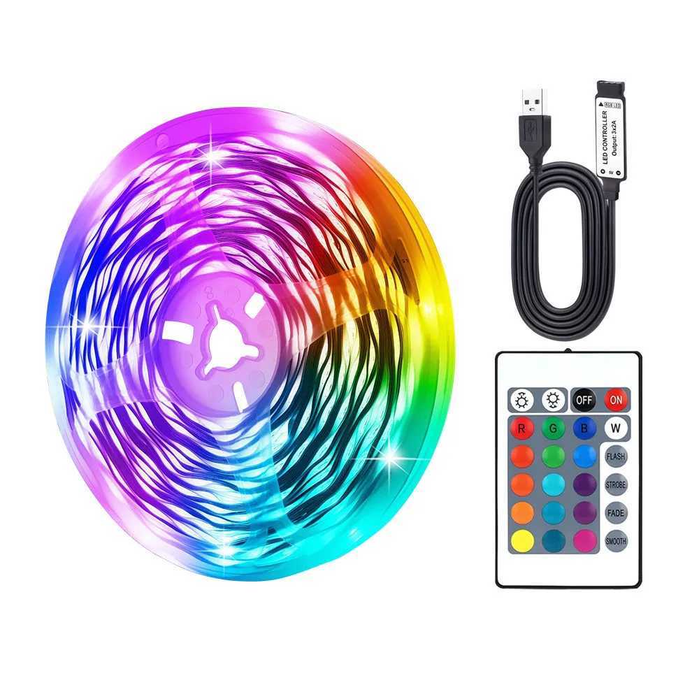 5V USB RGB LED Strip 24key Remote Control Kit Lights 5050 30LEDs/M Multi Colors Flexible Light Tape DIY Decoration for Bedroom W250526
