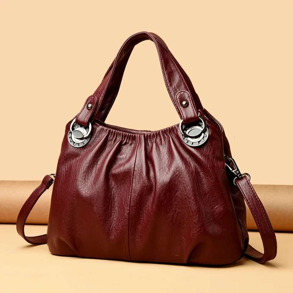 Women s High end Soft Pu Leather Shoulder Designer Handbag Ladies Tote Bag Crossbody Commuting Layers Pleated Sac bag