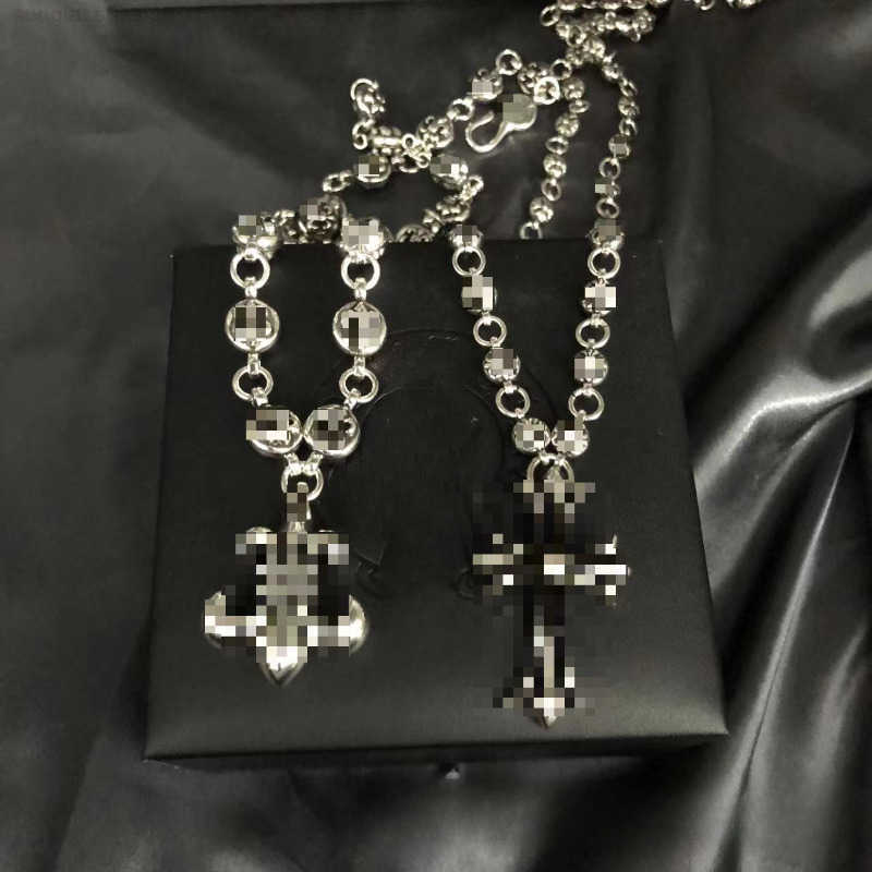 Designer boat anchor Cross die Anchor ch Necklace retro Punk Vintage diamond neckchain Flower Ball Chain Unisex luxury 925 silver Rock adjustable necklaces