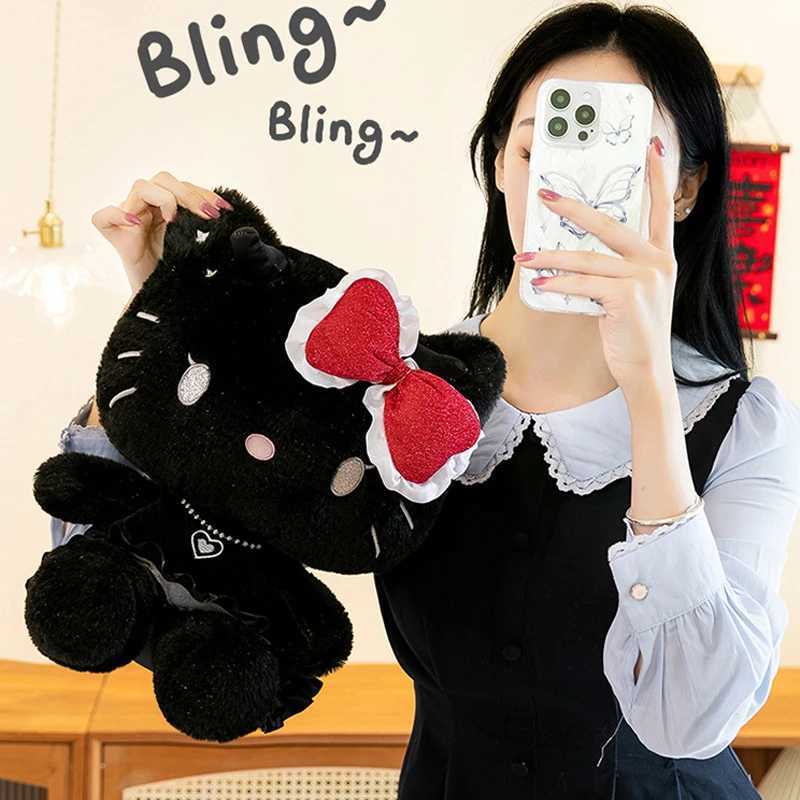 60cm Cute Sanrio Hello Kitty Plush Toy Kawaii Angel Demon KT Cat Soft Stuffed Plushies Doll Big Size Pillow Girls Halloween Giftw250526