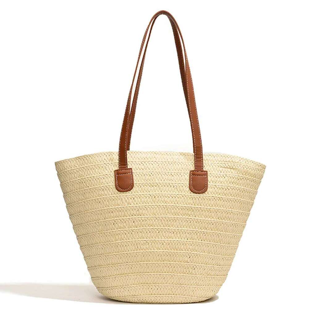 2025 Summer New Style Large Capacity Shoulder Beach Vacation Woven Basket Tote Women's Design Bag Fashionable