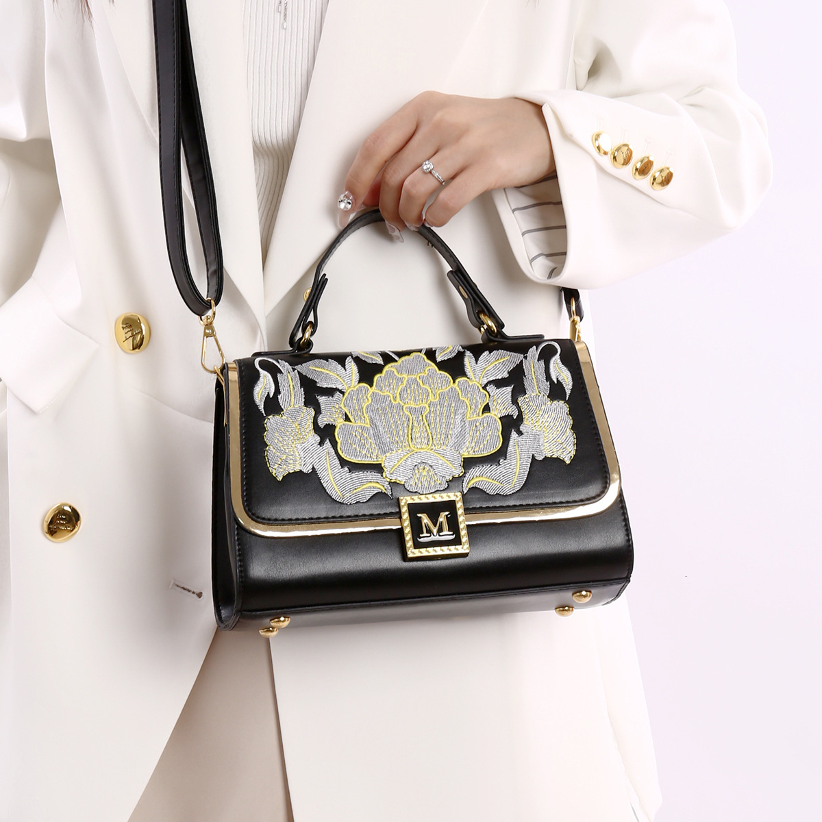 Women's Chinese Embroidery Handbag Free Shipping Designer Bag High-end Trendy Temperament Shoulder Bag Fashionable Versatile Crossbody Bag Small 