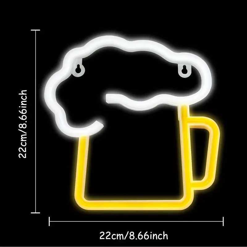 Modern Beer LED Neon Sign USB/Battery Powered LED Light for Bedroom Room Decoration Gift Night Light Decoration Party Holiday W250526
