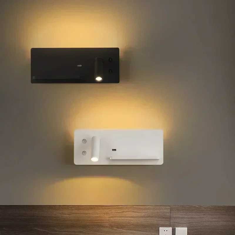 LED Wall Lamp Reading Light Bedroom Phone Wireless Charging USB Charging Rotatable Wall Rotatable Lights Living Room Beside LampXJ250526