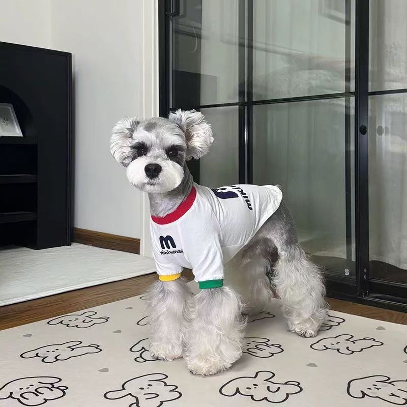 T00308 Dog clothes summer thin T-shirt cotton color matching small flower pet short sleeve summer anti-hair loss Bichon Schnauzer cat