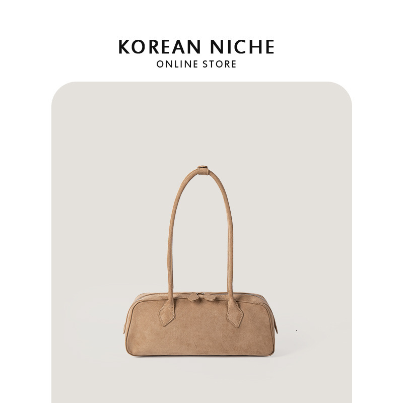 2024 autumn new suede handbag with niche design, versatile, light luxury texture, single shoulder underarm baguette bag