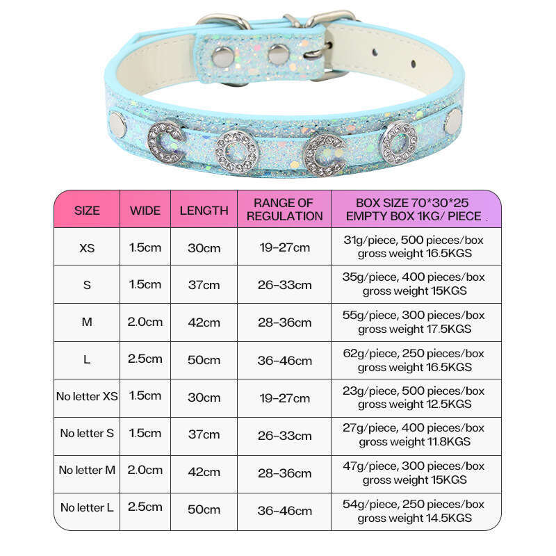 Trendy Letter DIY Pet Collar Leash Cat Necklace Sequin Decor Leather Dog Accessories