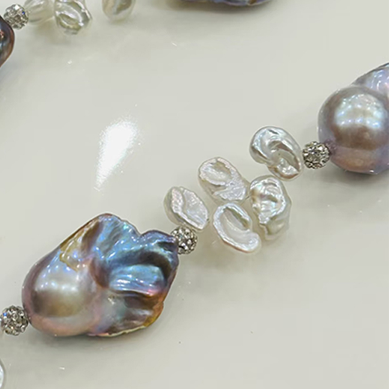 Ladys Elegant Baroque Pearl Necklaces - Thicker Design with Dainty Pearls for a Classic Look