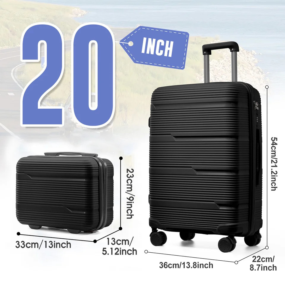 Travel Suitcase Rolling Carry on Boarding Luggage Cabin Set with Cosmetic Case Spinner Wheels Travel Trolley Case 13 20 Inch 250526