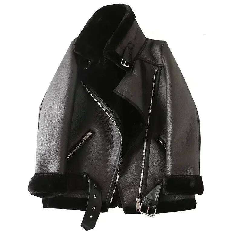 2024 The New Women's Warm and Extra Thick Feather Rider Jacket with Artificial Fur Outerwears