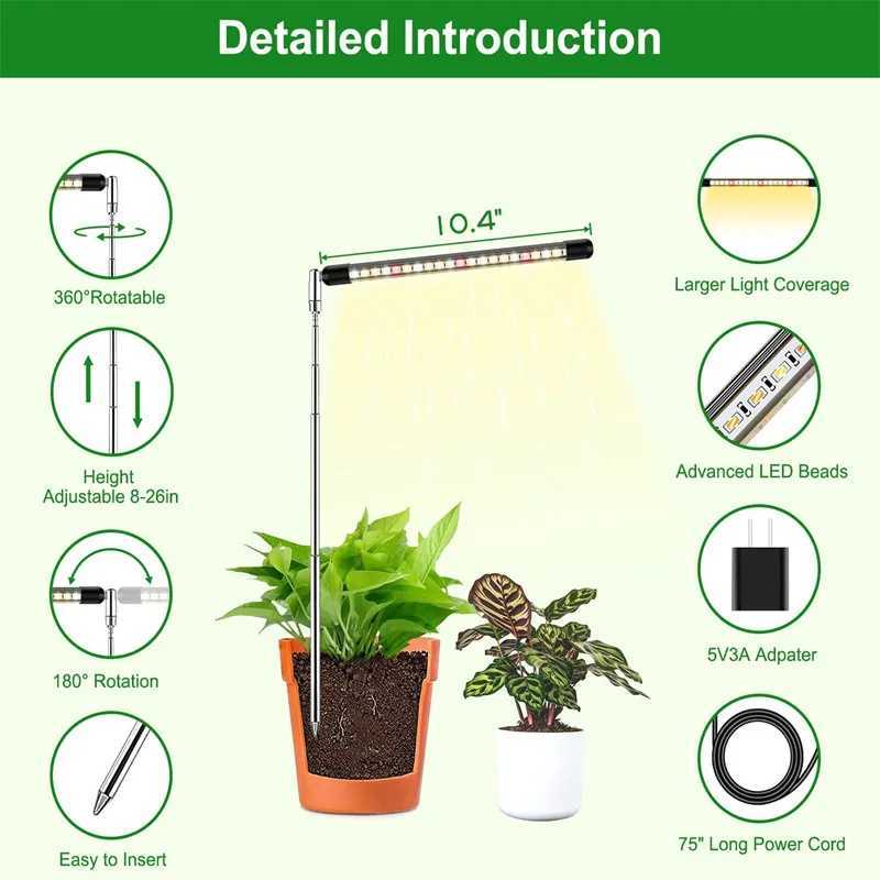 Plug Plant Lamp Full Spectrum Grow Lamp Pot Succulent Plant Lamp USB Suitable For Plant Seed Germination Seedling Growth LightXJ250526