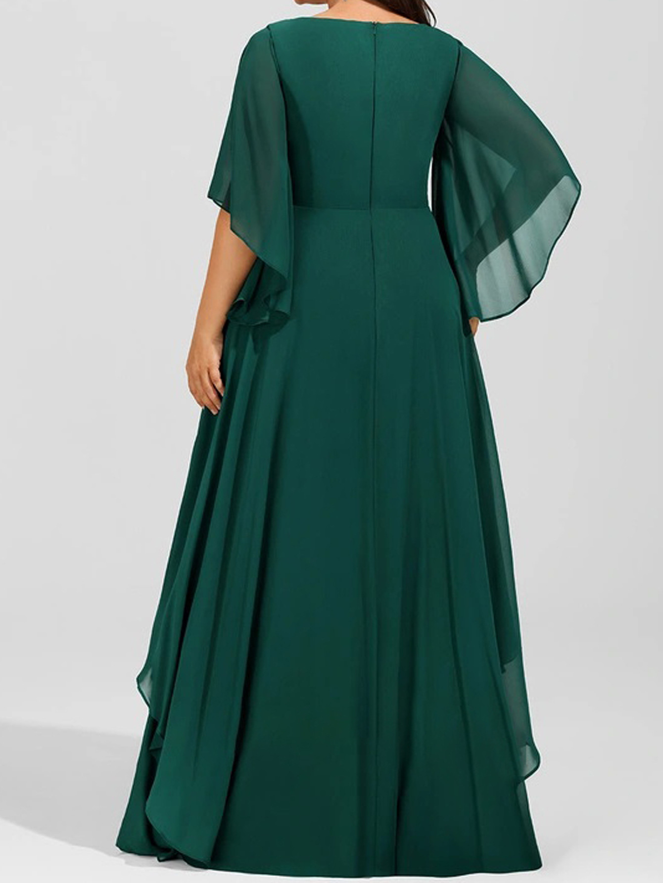 Oversized womens V-neck solid color dress slim fit dress long skirt