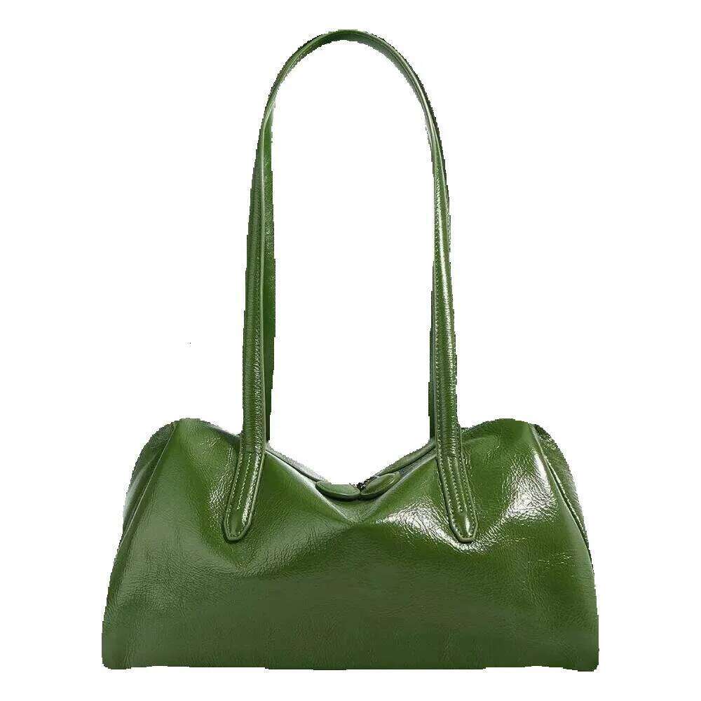 Designer Luxury Designer Luxury Motingsome Green Bags Retro Women Bag Oil Wax Cowhide Leather Handbag Vintage Boston Pillow Lady Daily Purses 2024