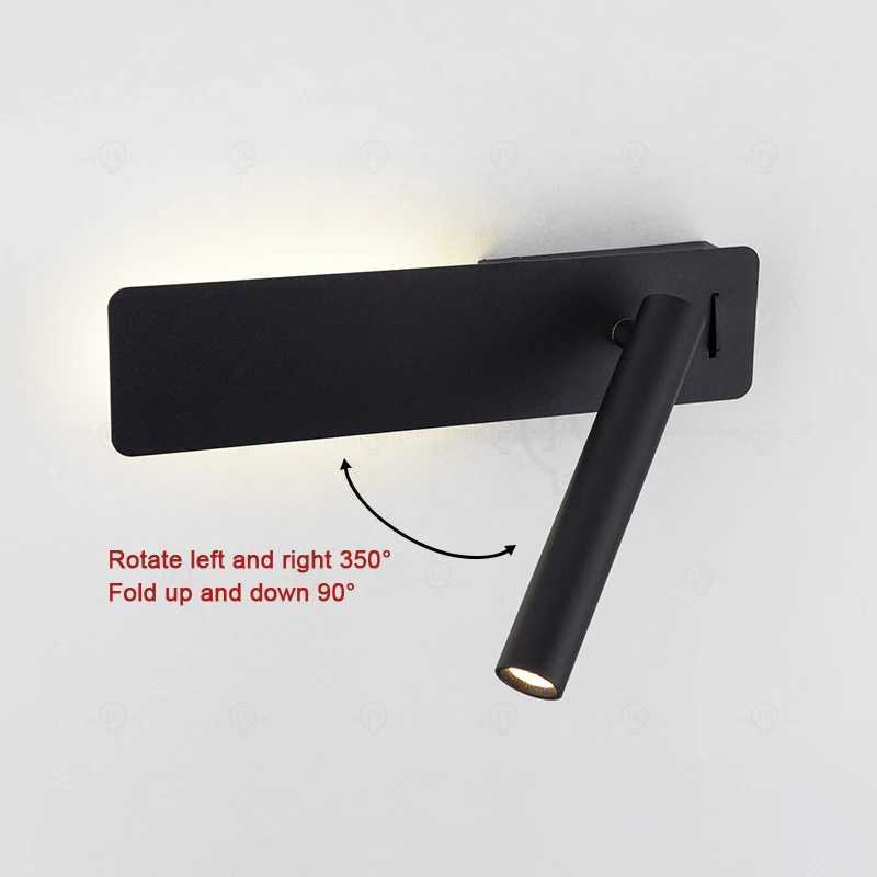 White Nordic bedside wall lamp LED bedroom reading wall lamp study with switch adjustable angle rotating wall lampXJ250526