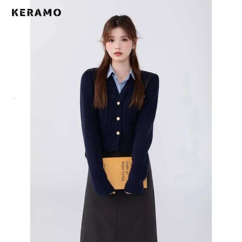 2024 Spring Autumn Preppy Style Badge Embroidery Knitted Cardigan Women Single Breasted Fake Two Pieces Long Sleeve Sweater Coat