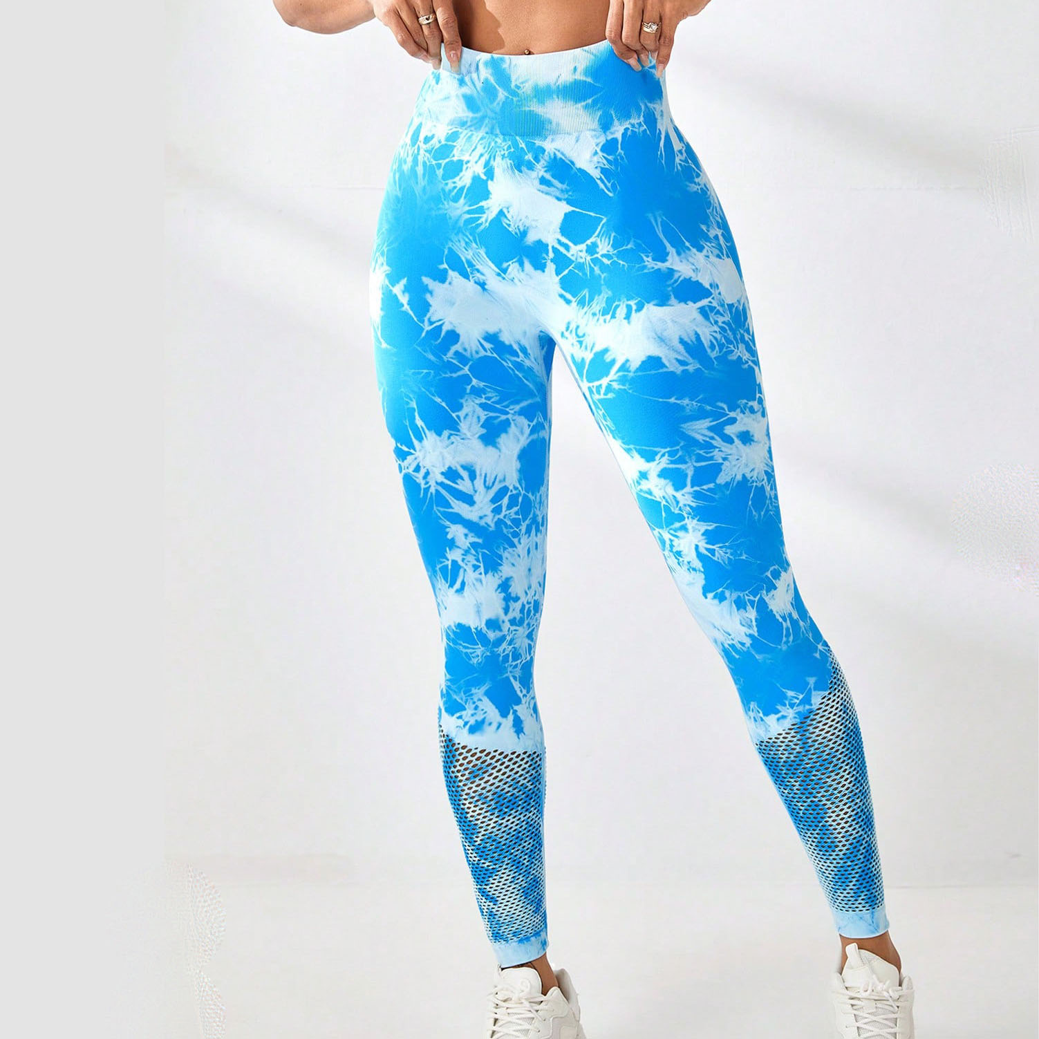 Peach Hip Yoga Pants Tie-dye Mesh Yoga Trousers High Waist Belly and Hip Lift Sports Fitness Trousers